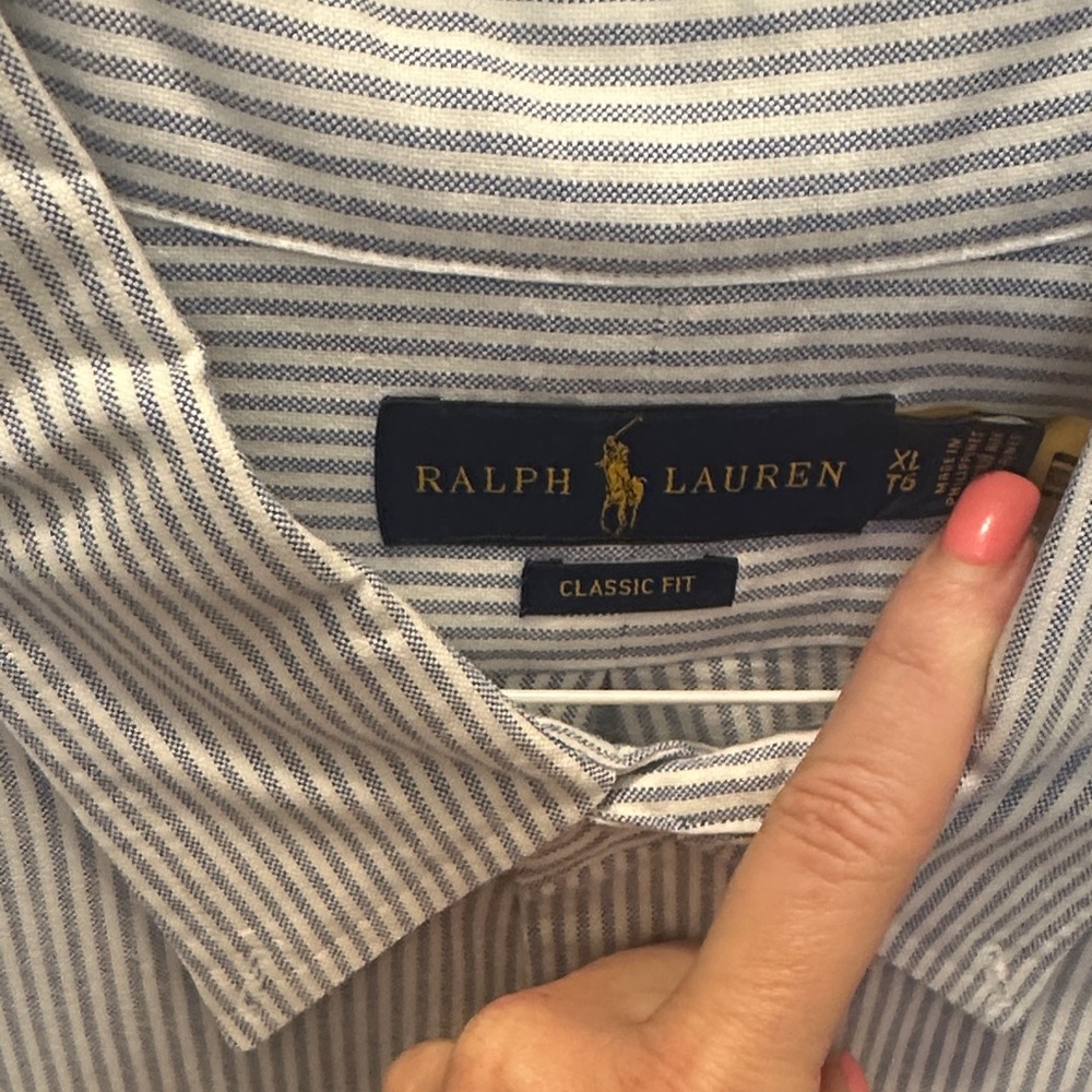 Polo Ralph Lauren Blue and White Striped Shirt - Picture 3 of 5